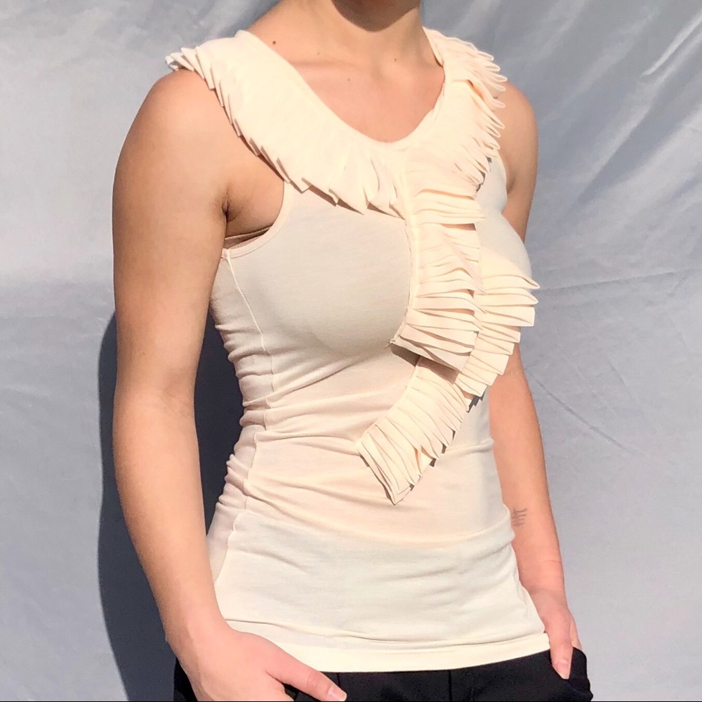 Design History - Cream Layered Loop Ruffle Tank